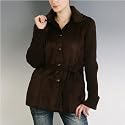 Women's Faux Suede Jacket with Sweater Trim