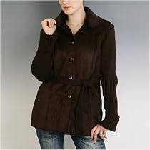 Women's Faux Suede Jacket with Sweater Trim