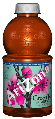 AriZona Green Tea with Ginseng and Honey, 34-Ounce Bottles (Pack of 12)