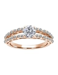 1.38 Ct Round H/I and White Diamond 925 Rose Gold Plated Silver Ring