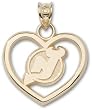 New Jersey Devils "Nj" Logo Heart Charm/Pendant -14K/10K, Stainless Steel or Gold Plated