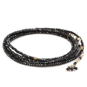 ANNE SPORTUN-Black Spinel Beaded Wrap Bracelet
