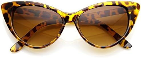 Vintage Inspired Fashion Mod Chic High Pointed Cateyes Cat Eye Glasses Sunglasses (Crazy Tortoise)