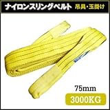 荷揚げロープ/吊上げナイロンスリングベルト 【75mm×4m】 イエロー(黄)