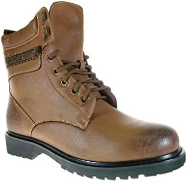 Polar Fox Men's 578 Military Style Lace Up Calf High Rugged Boots, Brown, 10.5
