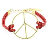 Marcia Moran Red Leather Wrapped Peace Sign An