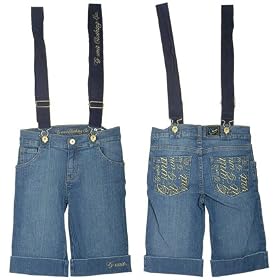GIRLS G-UNIT Stretch Denim Shorts W/ Suspenders, 63835079-94