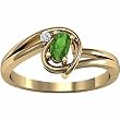 14K Yellow Gold Tsavorite (Green Garnet) and Diamond Ring