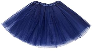 Simplicity Women's Classic Elastic, 3-layered Tulle Tutu Skirt (5431_Navy)