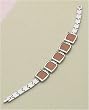 J-Steel by Fyn Studios (TM) Stainless-Steel & Orange-Tan Genuine Leather Link Bracelet JSF-843332001075