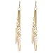 Gold Tone Natural Shell Pearl Dangle Drop Earrings title=