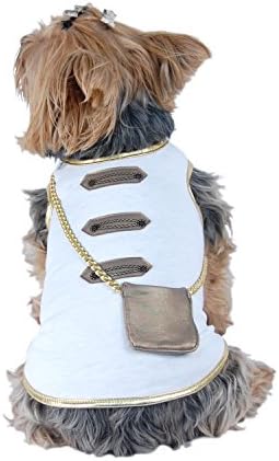 White and Gold Cotton Dog Pet Costume Shirt [FOR SMALL DOGS] (2X-Small)
