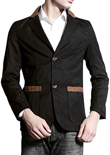 FGYP Men's Fashion Cool Single Breasted Slim Fit Fall Black Blazer Jacket M