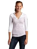 Southpole Juniors Henley Neck 3/4 Sleeve Thermal Top with Contrast Color Lurex Stripe