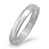 3 MM Stainless Steel Silver Tone Mens Ladies Unisex Dome Wedding Band Shiny Traditional Fit (Available in Sizes 5 - 5.5 - 7.5 - 13.75)