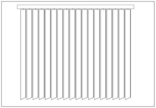 Lamellenvorhang / Vertikalanlage ~ Farbe: terra / terracotta ~ Höhe: 260 cm ~ Breite im Angebot wählbar ~ hier in (BxH): 100x260 cm ~ Vertikaljalousie ~ Lamellenbreite: 89mm