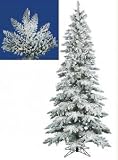 9′ Pre-Lit Slim Flocked Layered Utica Fir Artificial Christmas Tree – Clear