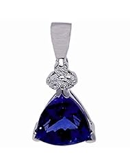 14K White Gold Tanzanite and Diamond Pendant -- LIFETIME WARRANTY