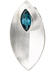 925 Sterling Silver Satin Finish Marquise Pendant with London Blue Topaz Accent