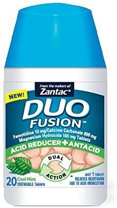 Duo Fusion Acid Reducer + Antacid, Mint Flavor, 20 Count Per Bottle (2 Bottles)