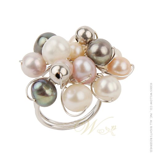 Willow Pearls Tahitian Galaxy Freshwater Pearl Italian Sterling Silver Ring