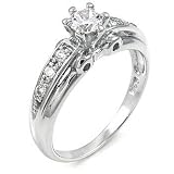 Sterling Silver Cubic Zirconia Engagement Ring - size 5