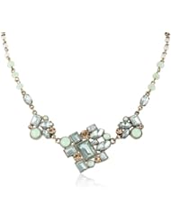 Betsey Johnson "Mint Multi" Crystal Gem Cluster and Bead Chain Necklace, 19"
