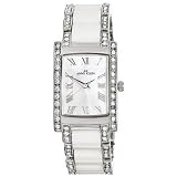 AK Anne Klein Women's 109195MPWT Swarovski Crystal Accented Silver-Tone White Ceramic Watch