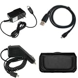 LG Optimus S (Sprint) Combo Rapid Car Charger + Home Wall Charger + USB Data Charge Sync Cable + Black Horizontal Leather Pouch for LG Optimus S (Sprint)