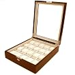 Watch Box Storage for 20 Watches Extra Clearance Burlwood Finish Inlaid Top