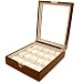 Watch Box Storage for 20 Watches Extra Clearance Burlwood Finish Inlaid Top