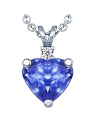 Platinum Heart Cut Blue Sapphire And Round Diamond Pendant (GIA Certificate)