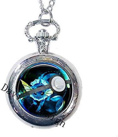 Superb Jewelry®vaporeon Pokeball Necklace Watch // Pokemon Eeveelutions Jolteon Flareon Vaporeon Glaceon Espeon Umbreon Leafeon Sylveon // Gift Idea Cosplay-a19