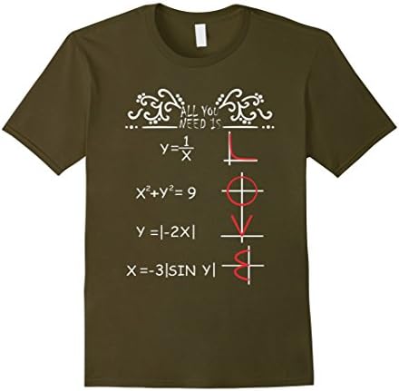 Men's math teacher tshirt - All you need is love 2XL Olive
