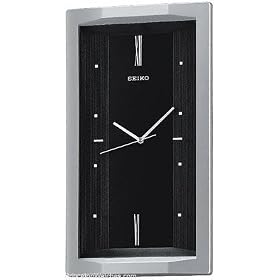 Seiko Quiet Sweep Second Hand Wall Clock - Tall - Silver Tone and Black by 