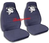 2 Blue grey "Cow Girl" car seat covers for a 2002 Toyota Camry.
