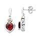 Sterling Silver and 14k Yellow Gold Diamond and Heart-Shaped Created Ruby Drop Earrings (0.02cttw, I-J Color, I3 Clarity)
