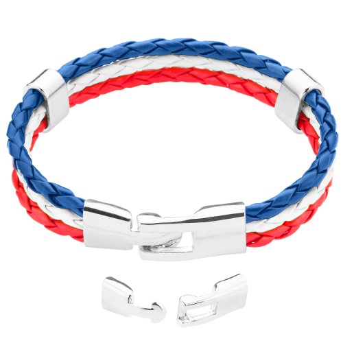 Taffstyle® Stylisches Armband PU Lederarmband Kordelarmband Fanartikel Fussball Weltmeisterschaft 2014 WM & EM Länder Style geflochten – Frankreich – 21cm