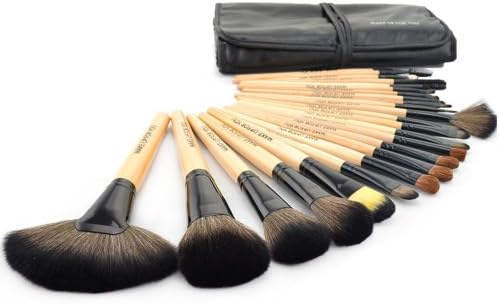 24 PCS Professional Wooden Handle Makeup Brush Tool Cosmetic Makeup Make up Brushes Set with Black Pouch Bag (Wood)