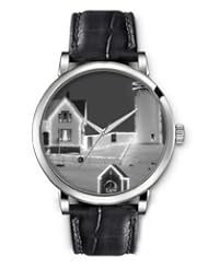 SPRAWL Aanalog Fashion Series Silver Ladies Watches of Genuine Black Leather Strap,Unique Wrist Watch for Women Girls Designed with decorated houses