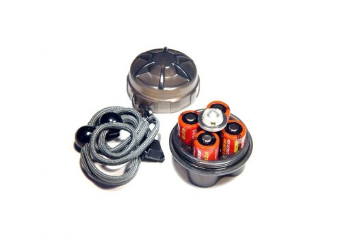 SureFire SC3 Spares Carrier Impact-resistant, watertight container stores one lamp assembly and four 123A batteries