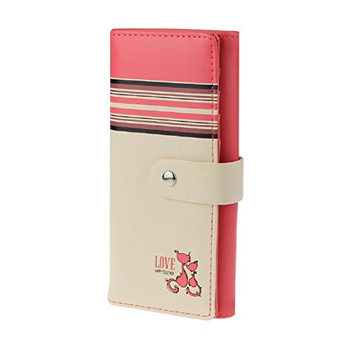 Coromose® Clutch Checkbook Money Clip Change Fox Love Pattern Purse Handbag Wallet (Watermelon Red)
