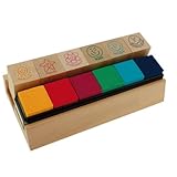Lehrer-Stempel 6er-Set auf sch�nem Holzhalter mit Kissen