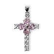 Silver Cubic Zirconia Cross Pendants, Size: 30mm
