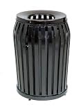 Howard Americana 36 gallon 1 1/2' 'x1/4' ' Steel Slats Open Top with Side Door Black Waste Receptacle MSD36BK