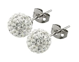 Tresor Paris Disco Ball Stud Earrings - Allergy Free Titanium - 6mm White