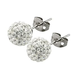 Tresor Paris Disco Ball Stud Earrings - Allergy Free Titanium - 6mm White