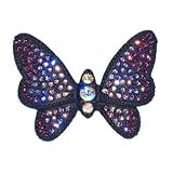 Black Butterfly Pin Violet White Swarovski Crystals Brooch Jewelry Cristal Ma...