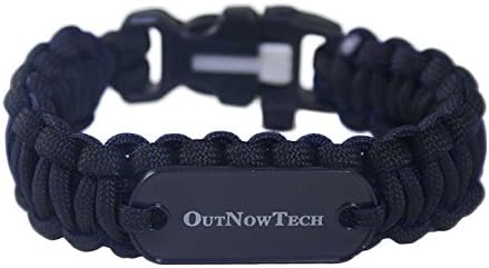 OutNowTech Paracord Survival Bracelet with Whistle and Fire Starter – Easy to Carry Emergency Survival Gear Kit - Unravels to Provide 10ft of Paracord 550