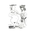 La Seigneur at la Dame By Pablo Picasso. Size: 12.75 x 9.75 Inches. Rare Art Print
